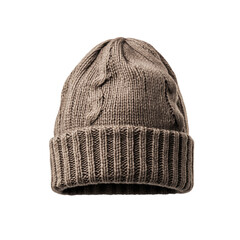Taupe Cable Knit Beanie Hat, Winter Warm Knitted Cap
