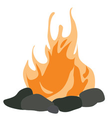 Burning bonfire.campfire surrounded by rocks