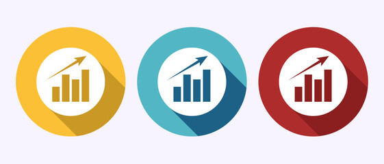 Bar chart icon design illustration, Graph logo, Growth chart sign symbol in shadow button design