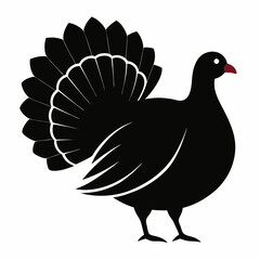Turkey Silhouette Vector Illustration on White Background for Thanksgiving Autumn or Farm Themed Designs and Creative