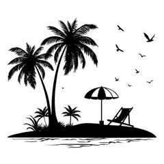 tropical island with palm trees