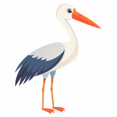 Simple Vector Illustration of a Stork on a White Background Ideal for Baby Announcements and Nature