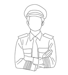 pilot line. One continuous line art drawing illustration of pilot.