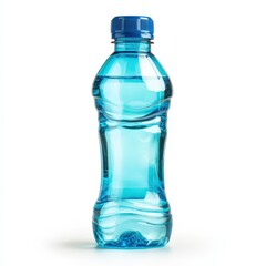 Refreshing Blue Plastic Water Bottle Isolated on White Background Perfect for Hydration and Summer Themes