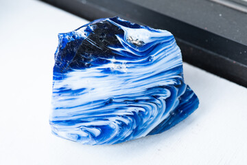 Beautiful blue mineral rock with unique swirls and patterns