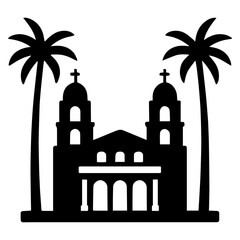 Hearst Castle icon representing historic California estate with transparent background
