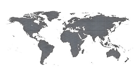 Grey textured world map isolated on a white background