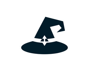 Minimal halloween logo featuring witch hat icon