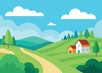 Obraz premium rural landscape with a house