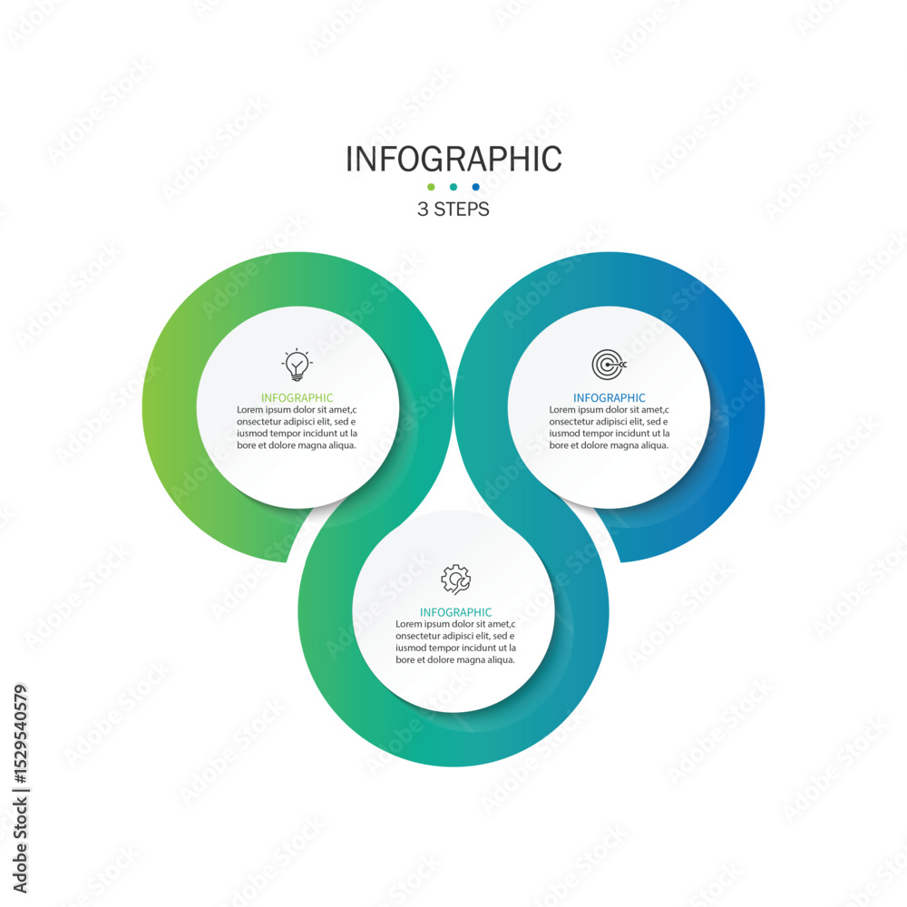 Poster circle chart infographic template with 3 options for presentations