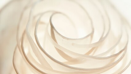 Spiral pattern of sheer white fabric. Texture, form, and abstract.