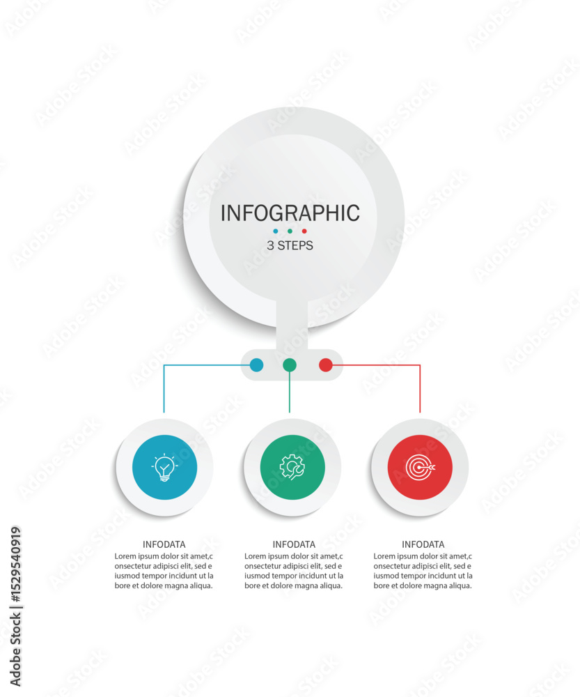 Poster Circle chart infographic template with 3 options for presentations