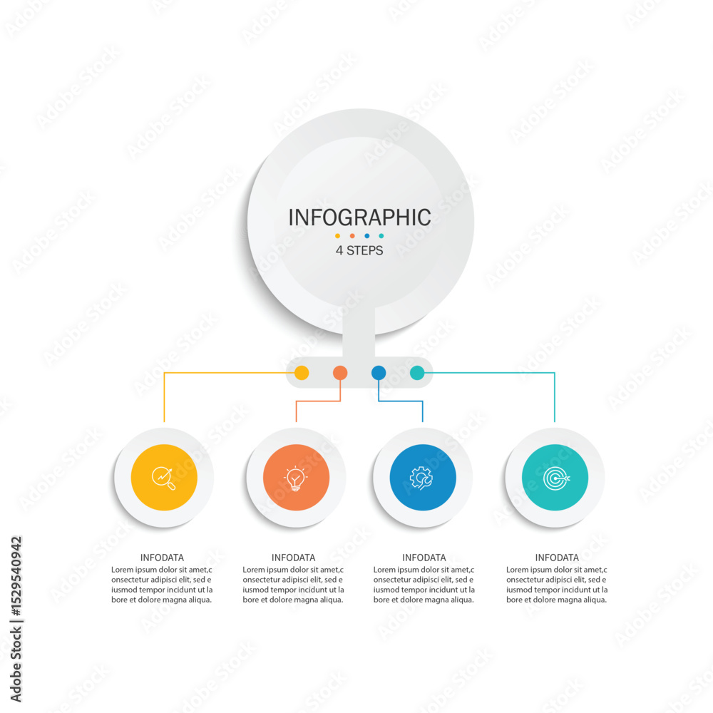 Poster circle chart infographic template with 4 options for presentations