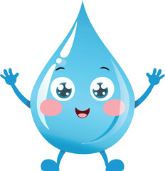 Playful Water Droplet with Eyes and Hands – Cute Character Vector