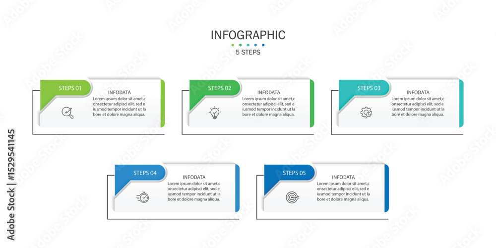 Poster Infographic elements design template, business concept with 5 steps or options, can be used for workflow layout, diagram, annual report, web design.Creative banner, label vector.