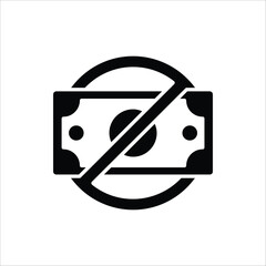 No money icon. Stop corruption crime symbol. Cash money, loan and mortgage outline icons. Isolated on white background.