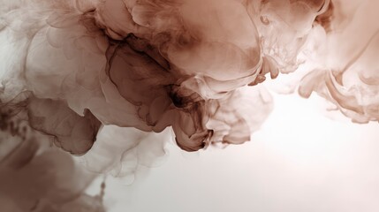 Soft gradient backdrop with organic ink-in-water diffusion, misty blur and flowing tones of mocha moose