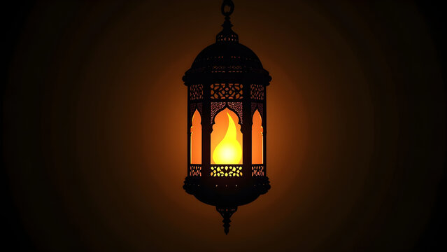 AI generated Silhouette blessing ramadan vibes lantern black color only