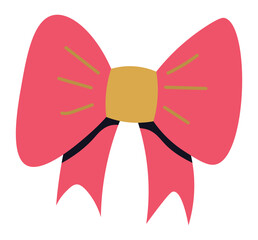 Pink ribbon tied in a bow, featuring a gold accent in the center and subtle decorative lines, adding a touch of elegance and sophistication