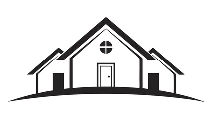 Vector house icon isolated on white, symbolizing home, building, or real estate design silhouette illustration line art