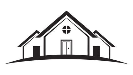 Vector house icon isolated on white, symbolizing home, building, or real estate design silhouette illustration line art
