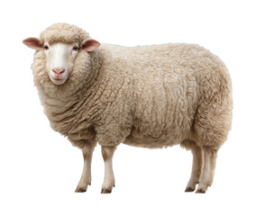 Obraz premium PNG Fluffy sheep with thick wool standing against a solid black background
