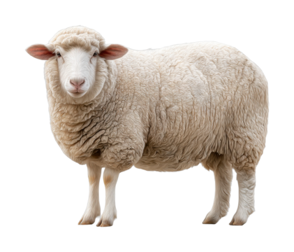 PNG Fluffy sheep standing with curly wool