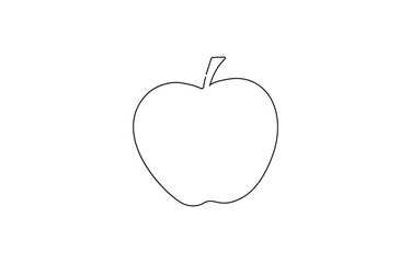Apple - one line drawing. Continuous line fruit. Hand-drawn minimalist,  isolated on the white background. Vector illustration.