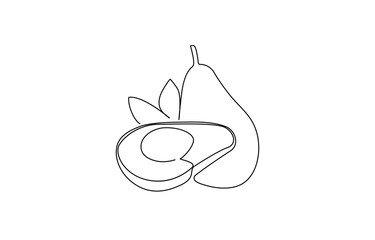 Avocado one line icon. One line drawing background. Continuous line drawing of avocado. Vector illustration. Avocado linear icon, Continuous line drawing of avocado, continuous line of avocado fruit.