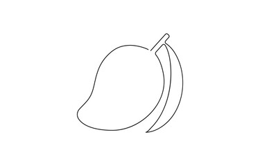 Continuous one line drawing of mango fruit with leaf. Mango fruit hand drawn single line art  Mango fruit hand drawn single line art.