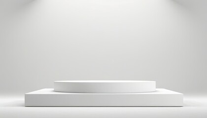 Set of realistic white blank product podium scene isolated on white background. 1
