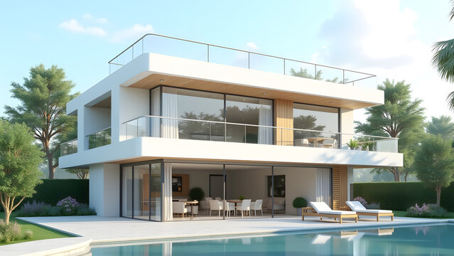 3d modern luxury real estate house for sale and rent , luxury property concept, artwork