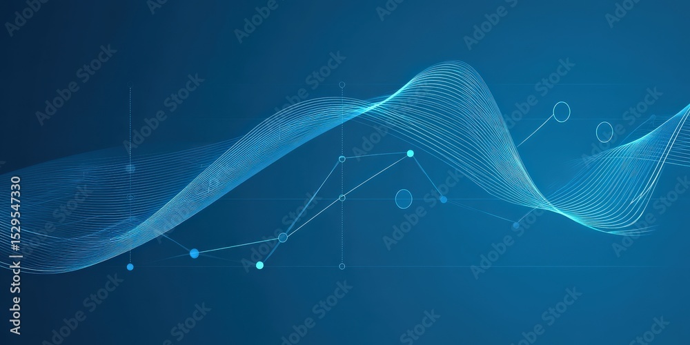 Wall mural marketing metrics engagement optimization concept. abstract wave patterns in blue and white.