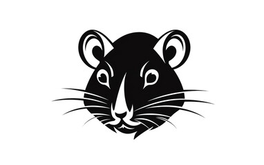 Mouse head logo, black and white, white background