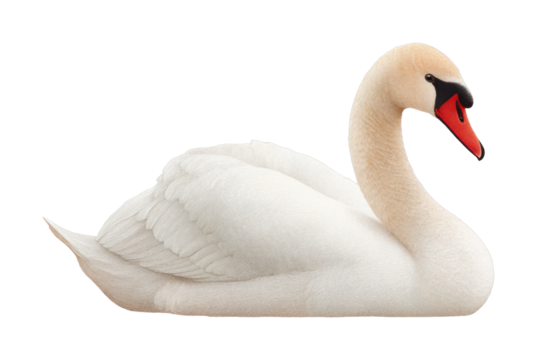 PNG Gracefully gliding white swan with elegant curved neck
