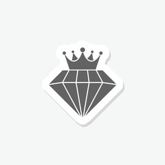 Diamond crown icon sticker isolated on gray background