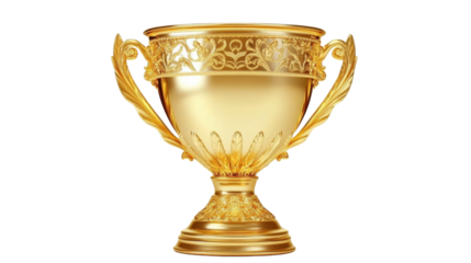 Gold Trophy Cup - Isolated On White Background- Perfect For Award-Themed Designs And Victory Promotions .