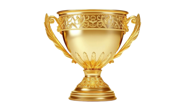 Gold Trophy Cup - Isolated On White Background- Perfect For Award-Themed Designs And Victory Promotions . - Powered by Adobe