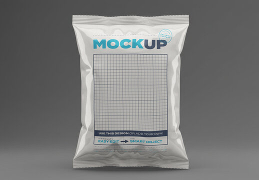 White Sealed Bag Packaging Mockup