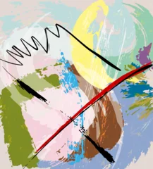 Fototapete Rund abstract colorful background, illustration with lines, waves, circle, paint strokes and splashes, pastel © Kirsten Hinte