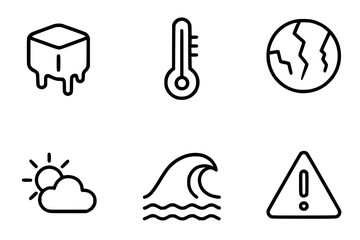 Minimal Climate Change and Global Warming Icon Set