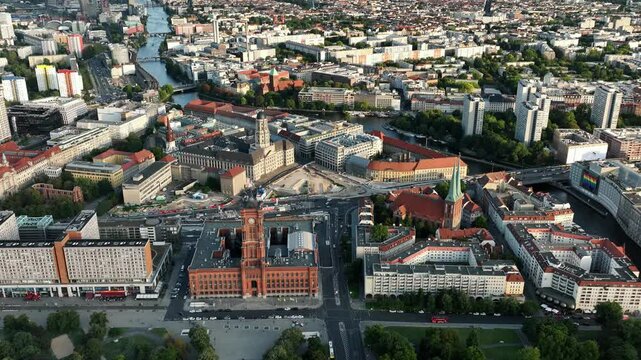 Establishing Aerial View Shot of Berlin, Germany