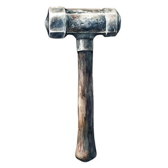 Blacksmith Hammer, watercolor drawing vector, high quality, isolated on a white background.