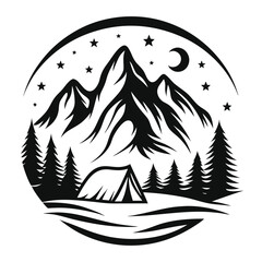 Camping under the stars and a crescent moon in the mountains looks incredibly peaceful