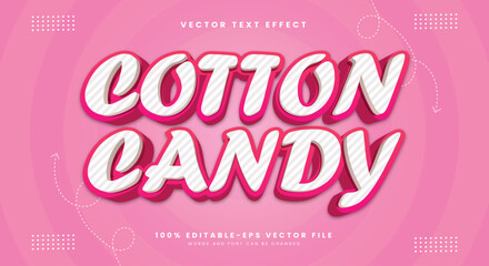 Cotton Candy 3d editable text effect template Suitable for pink background