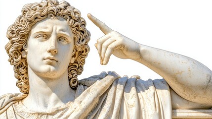 Obraz premium Detailed White Stone Sculpture Of Male Figure With Curly Hair And Draped Clothing