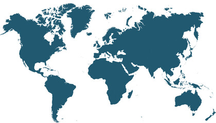 World map. Blue modern vector map. Silhouette map