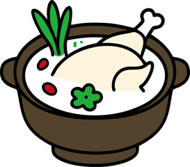 삼계탕 한국 음식 아이콘 한식