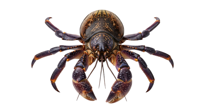 Detailed CloseUp of a Coconut Crab with Striking Coloration and Claws