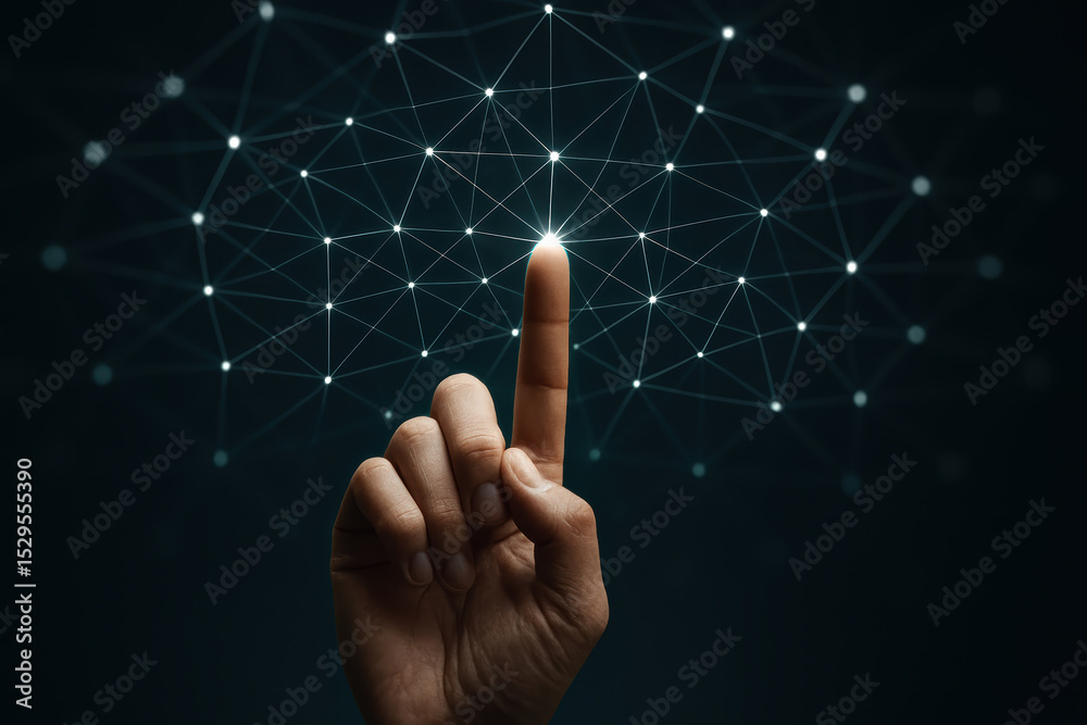 Poster a single activates a digital network symbolizing connection innovation and data in a high-tech busin
